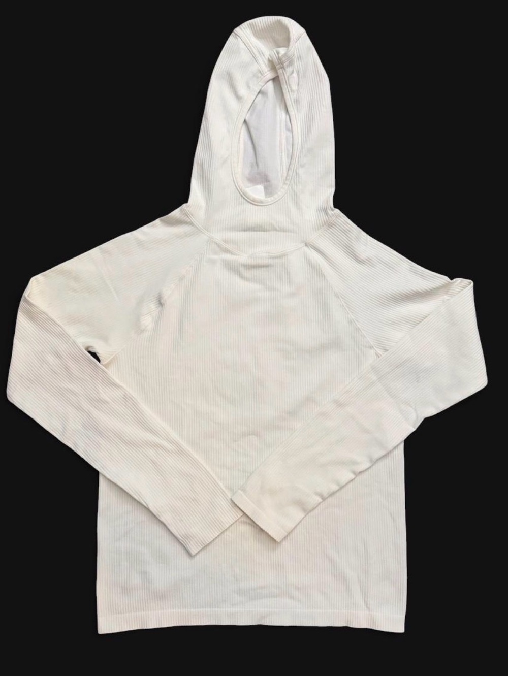 Athleta white long sleeve waffle knit hoodie in size M